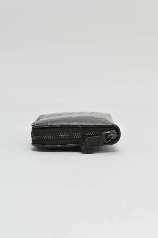 Brown crocodile skin continental zip wallet
