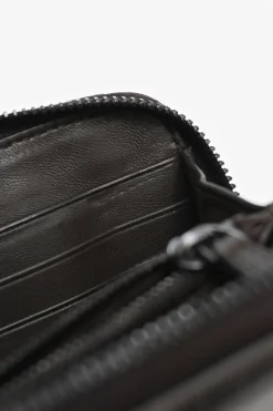 Brown crocodile skin continental zip wallet