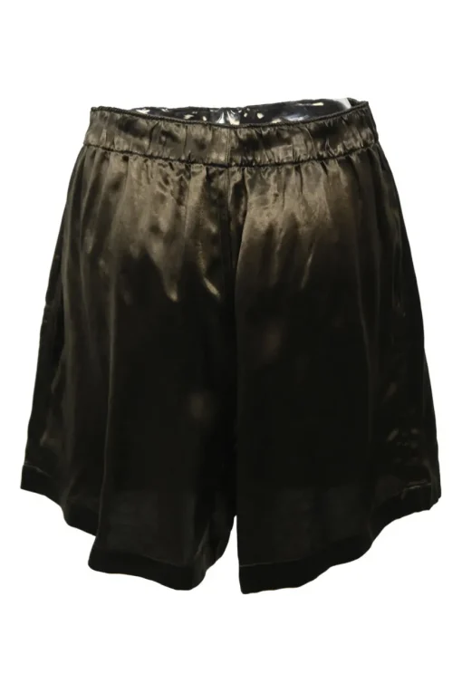 Brown cupro satin pull-on wide-leg shorts