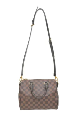 Brown Damier Ebene coated canvas and leather Speedy 25 bag with detachable shoulder strap