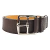 Brown 'Etriviere 32' Belt with palladium plated buckle size 85