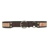 Brown floral canvas and leather buckle belt