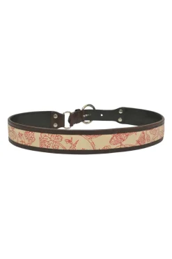 Brown floral canvas and leather buckle belt