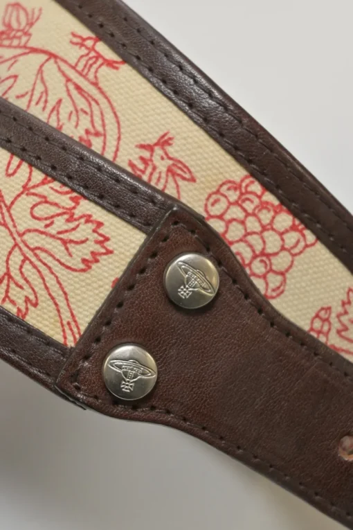 Brown floral canvas and leather buckle belt