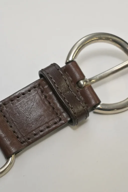 Brown floral canvas and leather buckle belt
