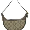 Brown GG Supreme monogram canvas and leather Ophidia mini crescent bag with webbing details