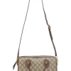 Brown GG Supreme monogram canvas and leather Boston bag with detachable shoulder strap