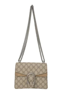 Brown GG Supreme monogram canvas and suede Dionysus flap crossbody bag