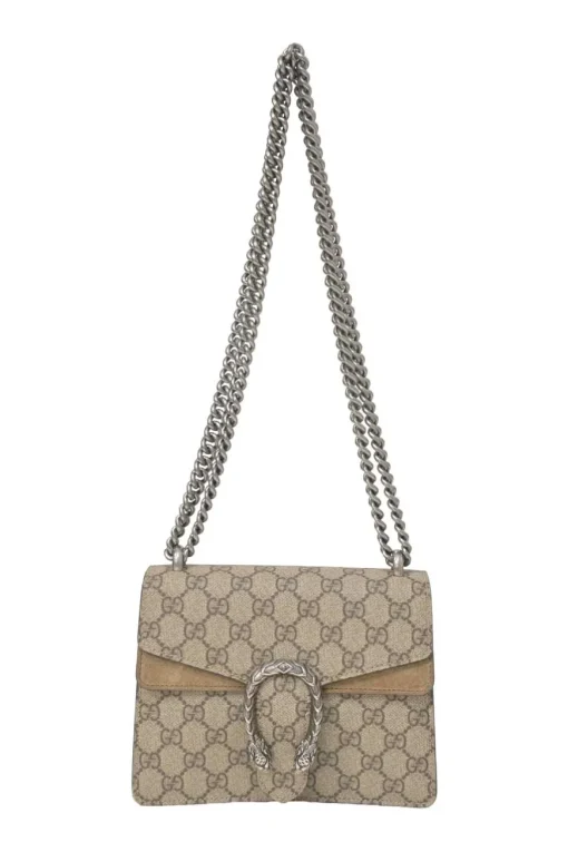 Brown GG Supreme monogram canvas and suede Dionysus flap crossbody bag
