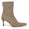 Brown GG Supreme monogram canvas jacquard and leather pointed-toe zip-up ankle boots