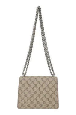 Brown GG Supreme monogram canvas and suede Dionysus flap crossbody bag