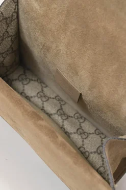 Brown GG Supreme monogram canvas and suede Dionysus flap crossbody bag