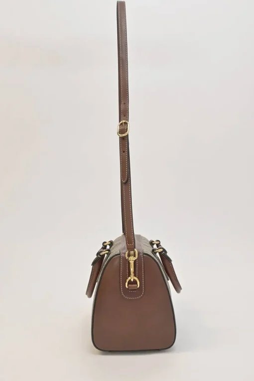Brown GG Supreme monogram canvas and leather Boston bag with detachable shoulder strap