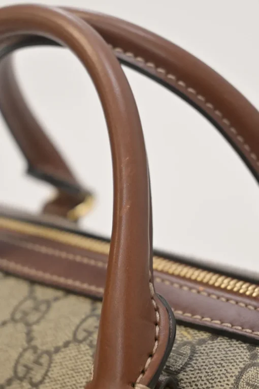 Brown GG Supreme monogram canvas and leather Boston bag with detachable shoulder strap