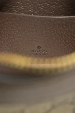 Brown GG Supreme monogram canvas and leather Ophidia mini crescent bag with webbing details