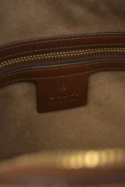 Brown GG Supreme monogram canvas and leather Boston bag with detachable shoulder strap