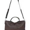 Brown grained leather Blackout City bag with detachable shoulder strap