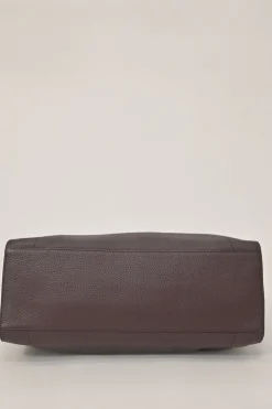 Brown grained leather Blackout City bag with detachable shoulder strap