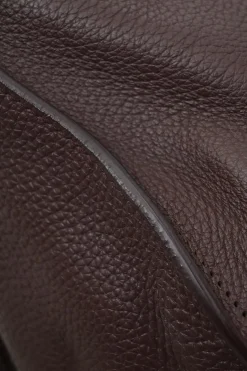 Brown grained leather Blackout City bag with detachable shoulder strap