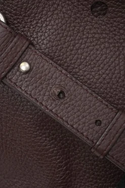 Brown grained leather Blackout City bag with detachable shoulder strap