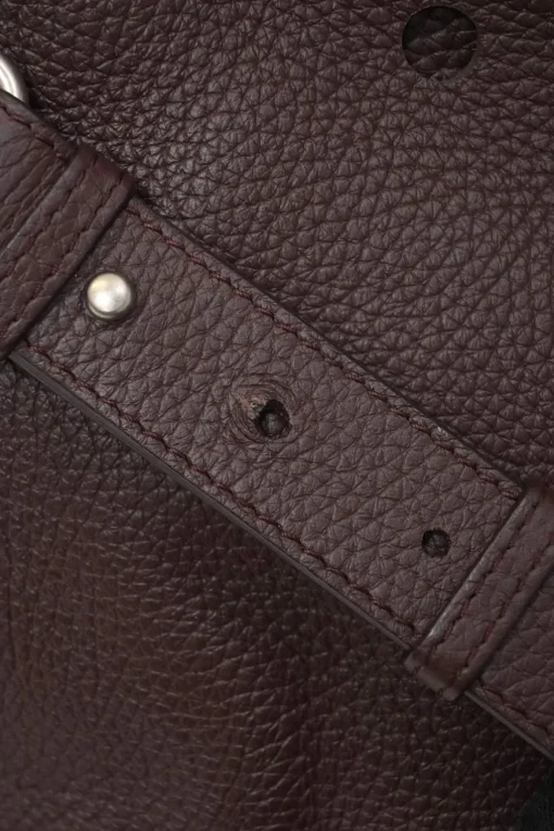 Brown grained leather Blackout City bag with detachable shoulder strap