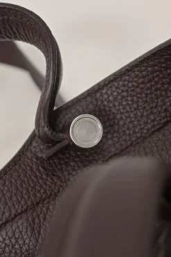 Brown grained leather Blackout City bag with detachable shoulder strap