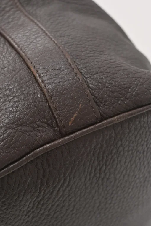 Brown grained leather convertible shoulder bag with sprig clasp intercciato strap