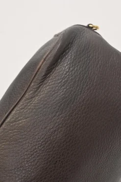 Brown grained leather convertible shoulder bag with sprig clasp intercciato strap