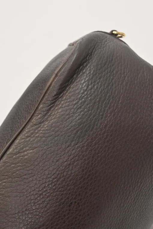 Brown grained leather convertible shoulder bag with sprig clasp intercciato strap