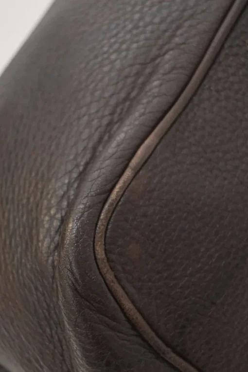 Brown grained leather convertible shoulder bag with sprig clasp intercciato strap