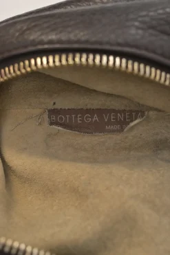 Brown grained leather convertible shoulder bag with sprig clasp intercciato strap