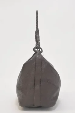 Brown grained leather convertible shoulder bag with sprig clasp intercciato strap
