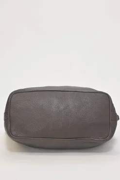 Brown grained leather convertible shoulder bag with sprig clasp intercciato strap