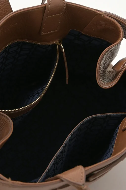 Brown grained leather Pilgrim de Jour satchel