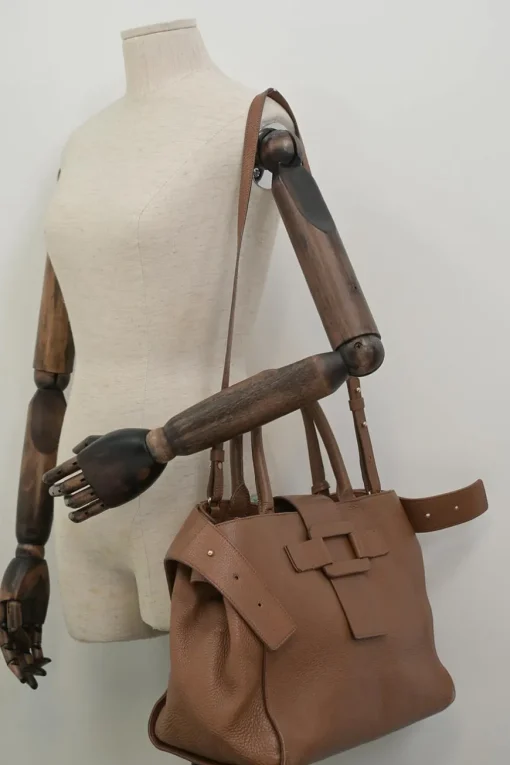 Brown grained leather Pilgrim de Jour satchel