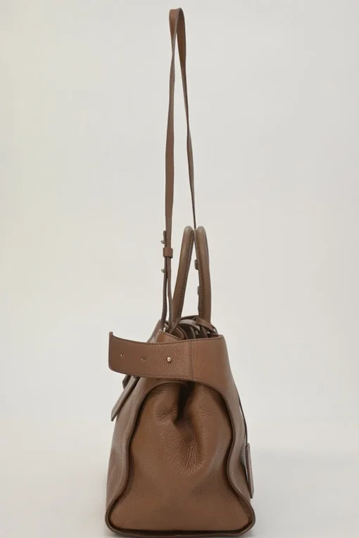 Brown grained leather Pilgrim de Jour satchel