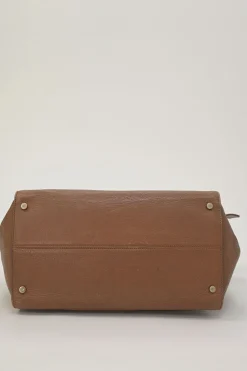 Brown grained leather Pilgrim de Jour satchel