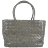 Brown Intrecciato leather tote bag with knot closure