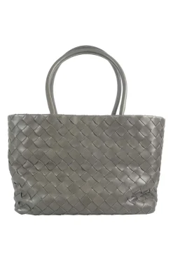Brown Intrecciato leather tote bag with knot closure