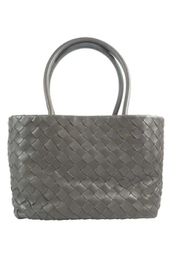 Brown Intrecciato leather tote bag with knot closure