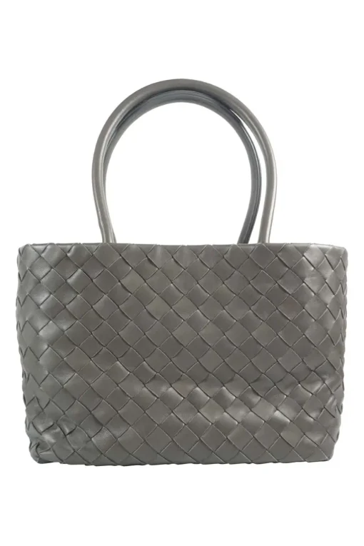Brown Intrecciato leather tote bag with knot closure