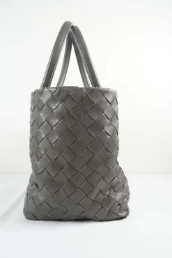 Brown Intrecciato leather tote bag with knot closure