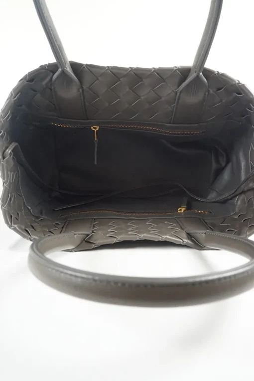 Brown Intrecciato leather tote bag with knot closure