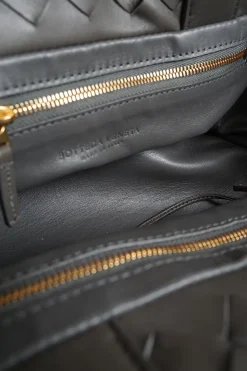 Brown Intrecciato leather tote bag with knot closure