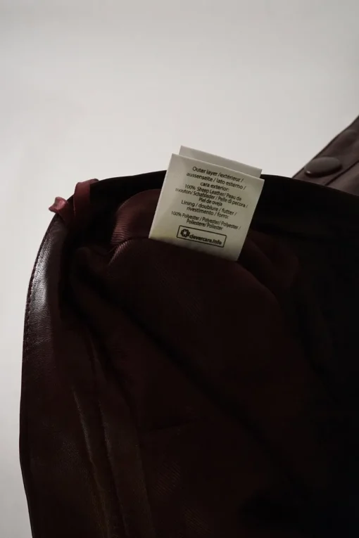 Brown lambskin button-front A-line midi skirt with slanted hip pockets