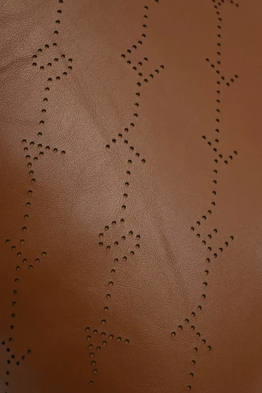 Brown laser-cut logo faux leather drawstring backpack