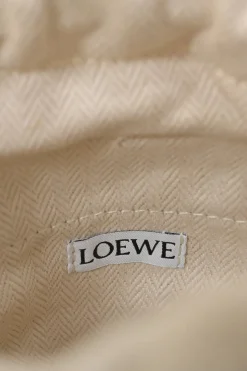 Brown leather and raffia Beehive basket tote featuring anagram appliqué