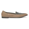 Brown leather and strass pointed-toe soft slip-on loafers