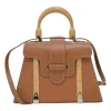 Brown leather and wood Goyardine Saïgon Structuré mini bag