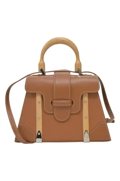 Brown leather and wood Goyardine Saïgon Structuré mini bag
